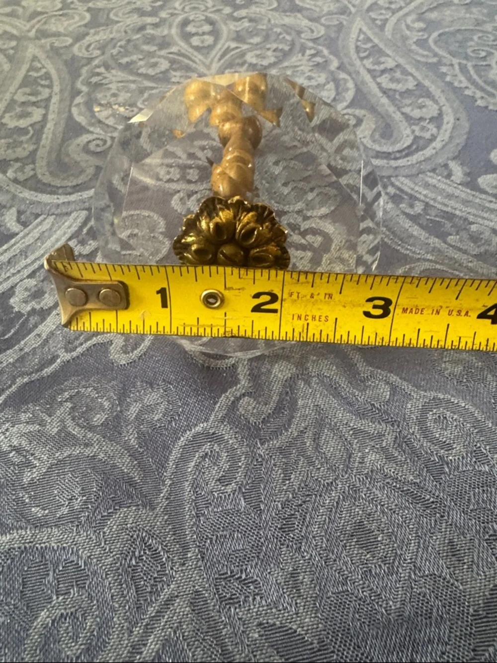 Vintage Pair of Crystal and Brass Curtain Hold backs